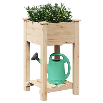 Gartenpflanzer mit Regal 45x45x76 cm aus massivem Kiefernholz