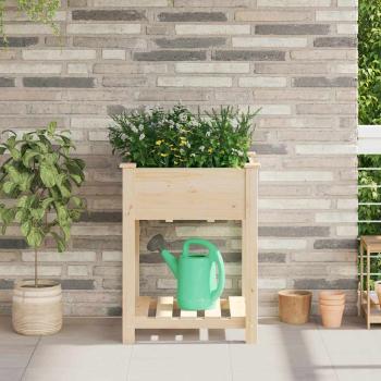 ARDEBO.de - Gartenpflanzer mit Regal 60x60x76 cm aus massivem Kiefernholz