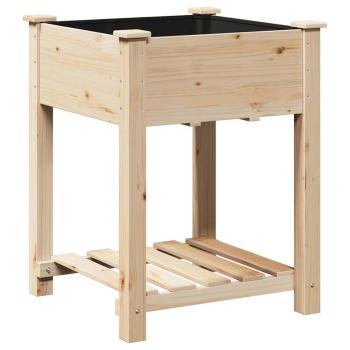 Gartenpflanzer mit Regal 60x60x76 cm aus massivem Kiefernholz