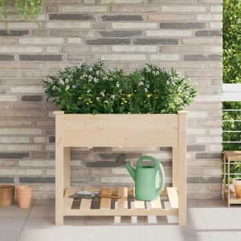 ARDEBO.de - Gartenpflanzer mit Regal 90x90x76 cm aus massivem Kiefernholz