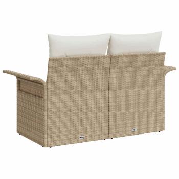 2-Sitzer Gartensofa mit Kissen Beige Polyrattan