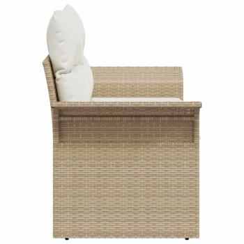 2-Sitzer Gartensofa mit Kissen Beige Polyrattan