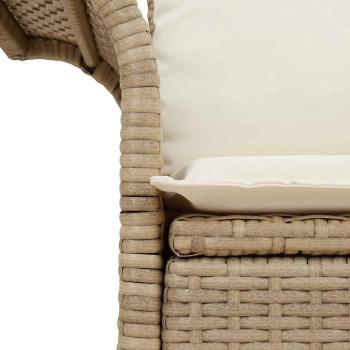 2-Sitzer Gartensofa mit Kissen Beige Polyrattan