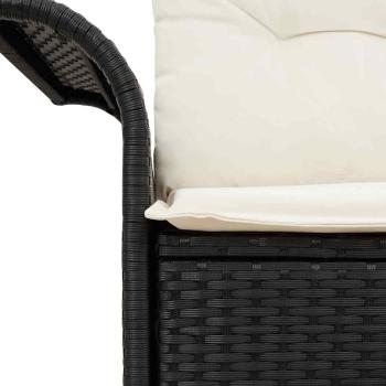 2-Sitzer Gartenbank mit Stauraum und Kissen Schwarz Poly Rattan
