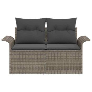 2-Sitzer Gartensofa mit Stauraum und Kissen Grau Poly Rattan