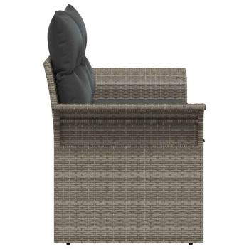 2-Sitzer Gartensofa mit Stauraum und Kissen Grau Poly Rattan