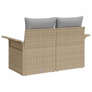 2-Sitzer Garten-Sofa mit Stauraum & Kissen Beige Poly Rattan