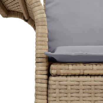 2-Sitzer Garten-Sofa mit Stauraum & Kissen Beige Poly Rattan