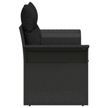 2-Sitzer Garten Sofa mit Stauraum & Kissen Schwarz Poly Rattan