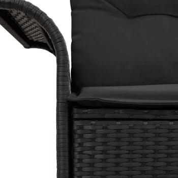 2-Sitzer Garten Sofa mit Stauraum & Kissen Schwarz Poly Rattan