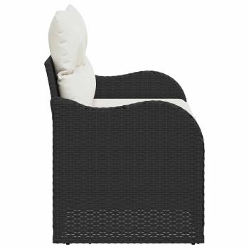 2-Sitzer Garten-Sofa mit Kissen Schwarz Poly Rattan