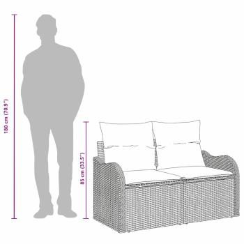 2-Sitzer Gartensofa mit Stauraum und Kissen Schwarz Poly Rattan