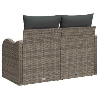 ARDEBO.de - 2-Sitzer Gartensofa mit Stauraum und Kissen Grau Poly Rattan