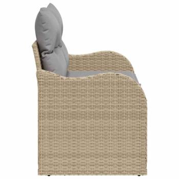 2-Sitzer Garten-Sofa mit Stauraum und Kissen Beige Poly Rattan