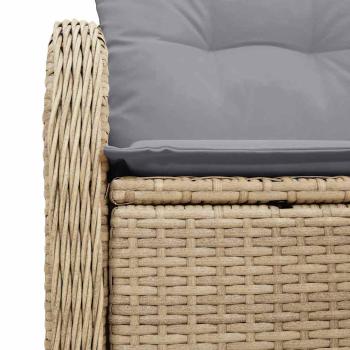 2-Sitzer Garten-Sofa mit Stauraum und Kissen Beige Poly Rattan
