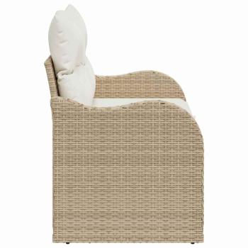 2-Sitzer Garten-Sofa mit Stauraum und Kissen Beige Poly Rattan