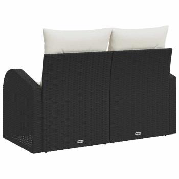 2-Sitzer Garten Sofa mit Kissen Schwarz Poly Rattan