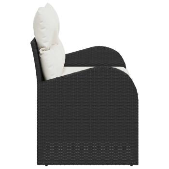 2-Sitzer Garten Sofa mit Kissen Schwarz Poly Rattan