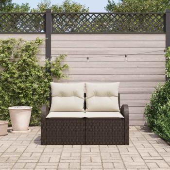 ARDEBO.de - 2-Sitzer Garten-Sofa mit Kissen Braun Poly Rattan