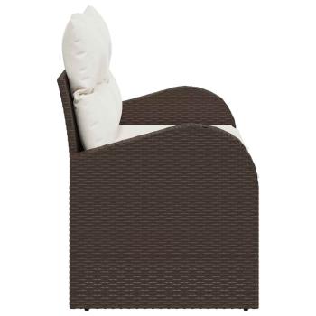 2-Sitzer Garten-Sofa mit Kissen Braun Poly Rattan