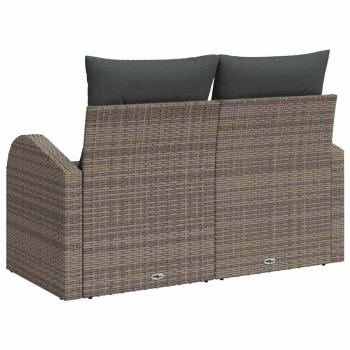 ARDEBO.de - 2-Sitzer Garten-Sofa mit Kissen Grau Poly-Rattan