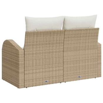 2-Sitzer Gartensofa mit Kissen Beige Poly Rattan