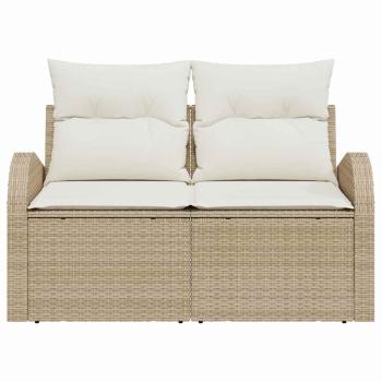 2-Sitzer Gartensofa mit Kissen Beige Poly Rattan