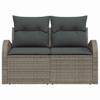 2-Sitzer Garten-Sofa mit Stauraum und Kissen Grau Poly Rattan