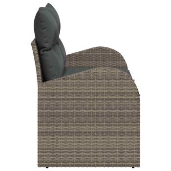 2-Sitzer Garten-Sofa mit Stauraum und Kissen Grau Poly Rattan