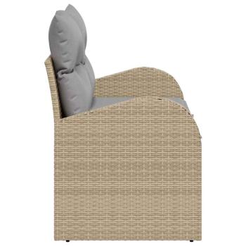 2-Sitzer Garten-Sofa mit Stauraum und Kissen Beige Poly Rattan