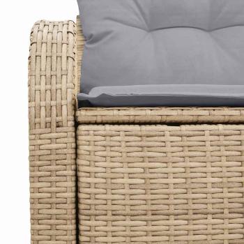 2-Sitzer Garten-Sofa mit Stauraum und Kissen Beige Poly Rattan