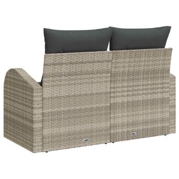 2-Sitzer Garten-Sofa mit Stauraum & Kissen Hellgrau Poly Rattan