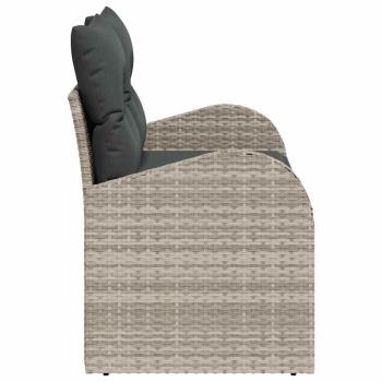 2-Sitzer Garten-Sofa mit Stauraum & Kissen Hellgrau Poly Rattan