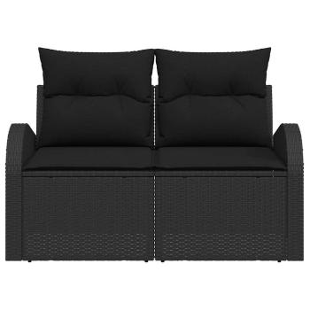 2-Sitzer Garten Sofa mit Stauraum und Kissen Schwarz Poly Rattan