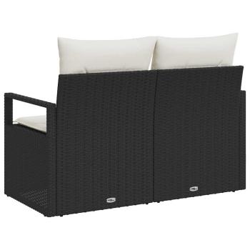 2-Sitzer Garten-Sofa mit Kissen Schwarz Poly-Rattan