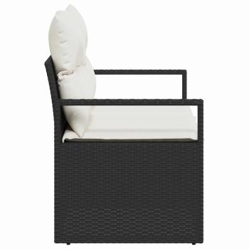 2-Sitzer Garten-Sofa mit Kissen Schwarz Poly-Rattan
