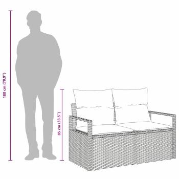 2-Sitzer Garten-Sofa mit Kissen Schwarz Poly-Rattan