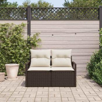 2-Sitzer Gartensofa mit Kissen Braun Poly Rattan
