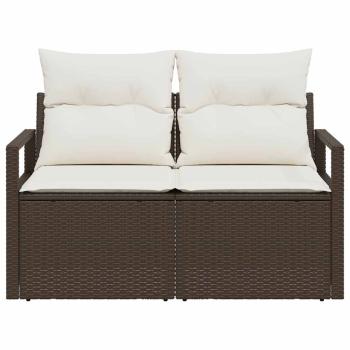 2-Sitzer Gartensofa mit Kissen Braun Poly Rattan