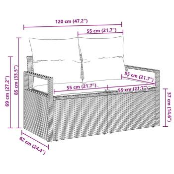 2-Sitzer Gartensofa mit Kissen Braun Poly Rattan