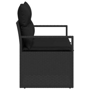 2-Sitzer Gartensofa mit Kissen Schwarz Poly Rattan