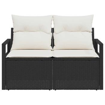 2-Sitzer Gartensofa mit Stauraum und Kissen Schwarz Poly Rattan