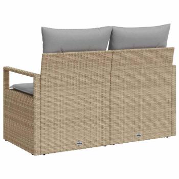 ARDEBO.de - 2-Sitzer Garten Sofa mit Stauraum & Kissen Beige Poly Rattan