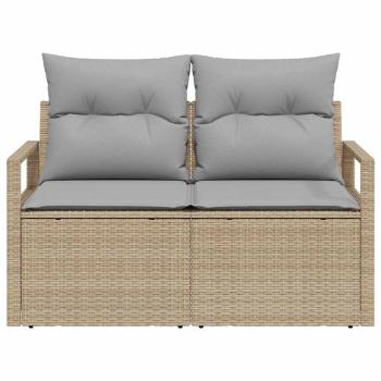 2-Sitzer Garten Sofa mit Stauraum & Kissen Beige Poly Rattan
