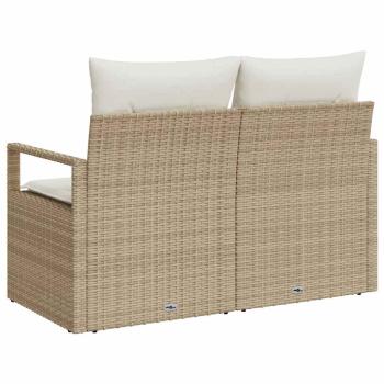 2-Sitzer Garten-Sofa mit Stauraum und Kissen Beige Poly Rattan