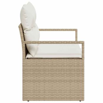 2-Sitzer Garten-Sofa mit Stauraum und Kissen Beige Poly Rattan