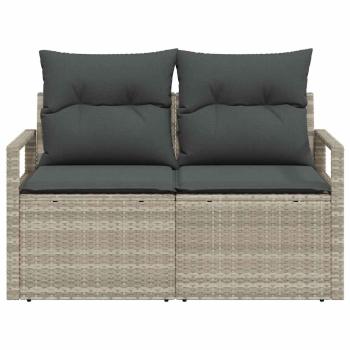 2-Sitzer Garten Sofa mit Stauraum und Kissen Grau Poly Rattan