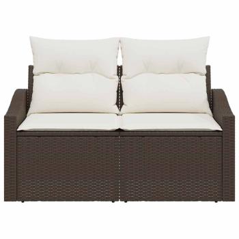2-Sitzer Garten Sofa mit Kissen Braun Poly Rattan