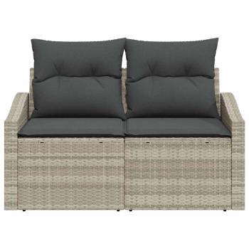 ARDEBO.de - 2-Sitzer Garten-Sofa mit Kissen Grau Poly Rattan