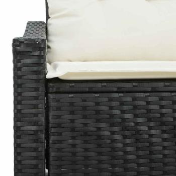 2-Sitzer Gartenbank mit Stauraum und Kissen Schwarz Poly Rattan